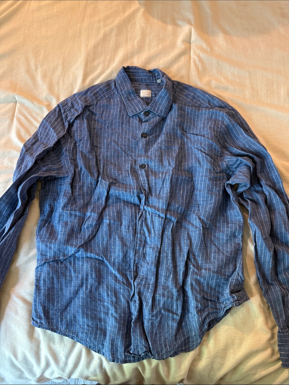 Xacus Blue Pinstripe Collared Shirt